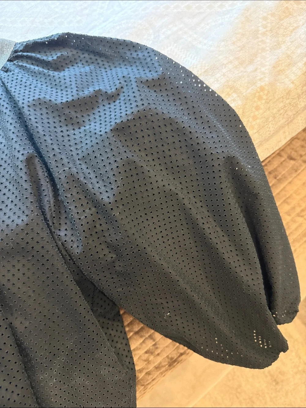 Brunello Cucinelli Black Eyelet Peasant Blouse with Silver Trim